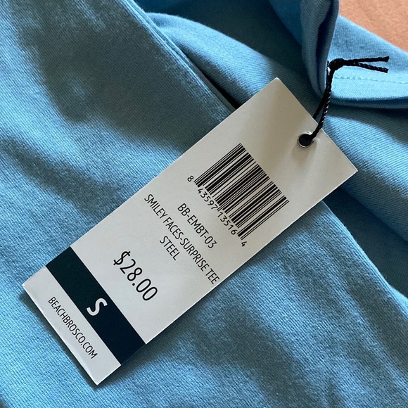🆕 BEACH BROS Men’s Baby Blue Smiley Faces Tee Size Small - Picture 5 of 7